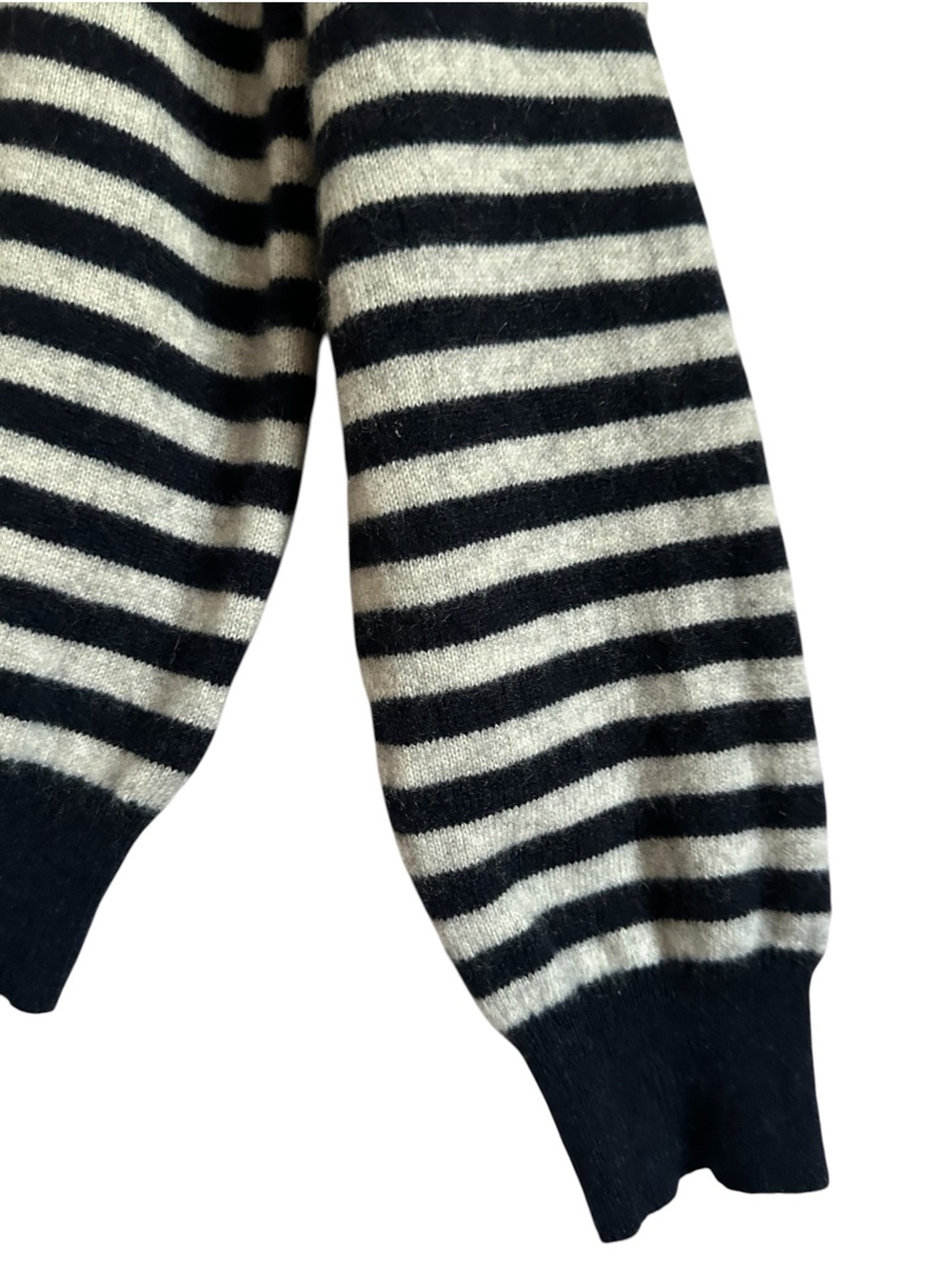 360 Cashmere Black Gray Stripe Turtleneck 100% Cashmere Sweater M - Picture 7 of 11